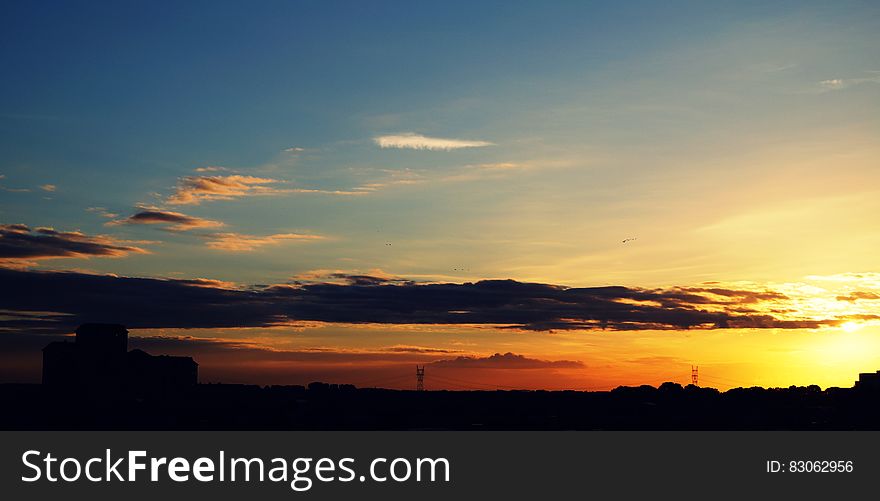 Silhouette Of The Mountain During Golden Hour