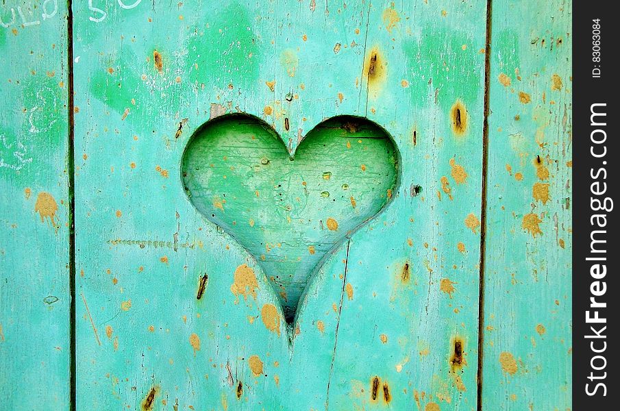 Green Wooden Board With Heart Hole