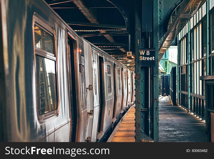 Silver Train On W8 Street Platform