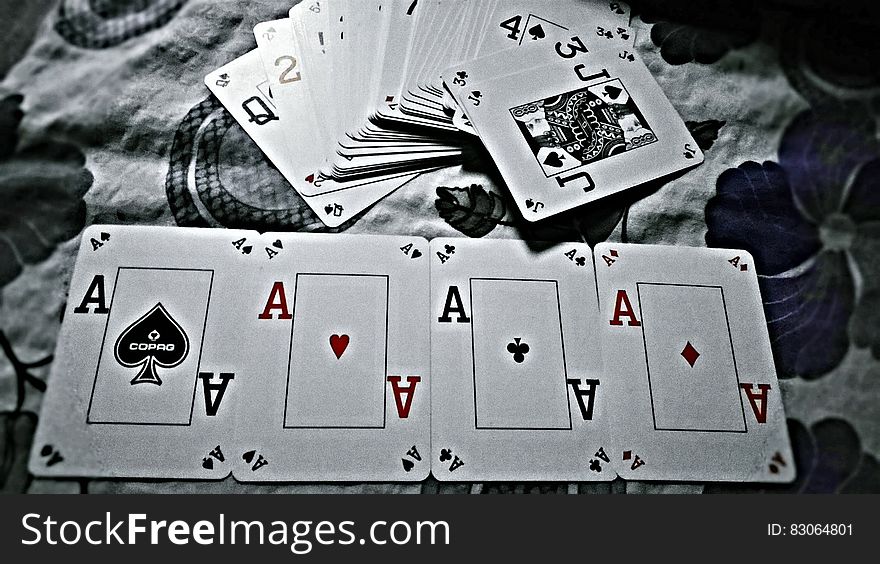 Four aces from deck of playing cards. Four aces from deck of playing cards.