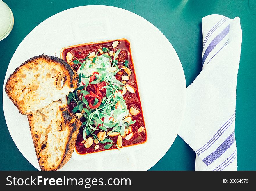 Bowl Of Soup With Toast