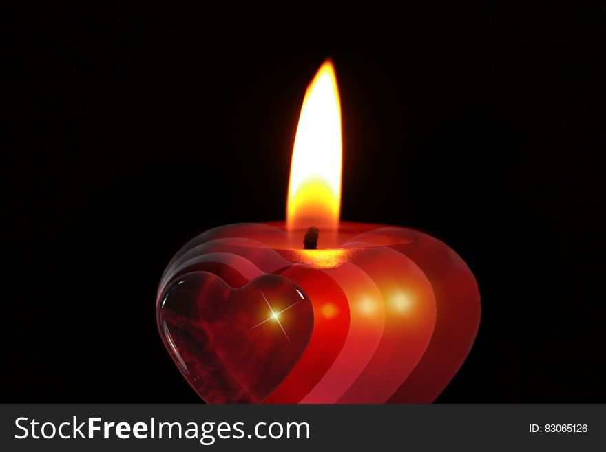 Red Candle With Fire
