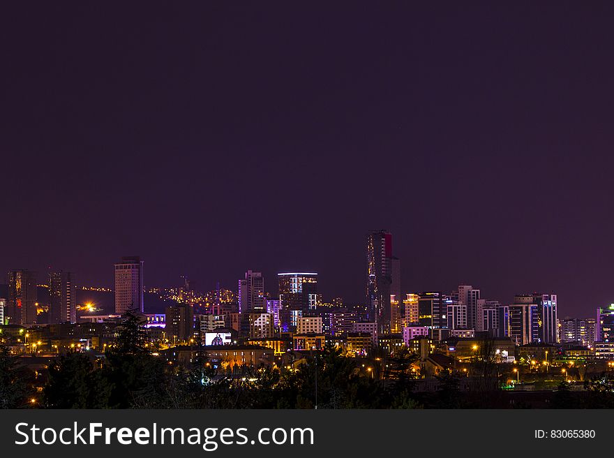 Skyline View During Night Time