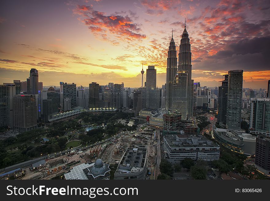 Big Infrastracture Under Sunset Sky