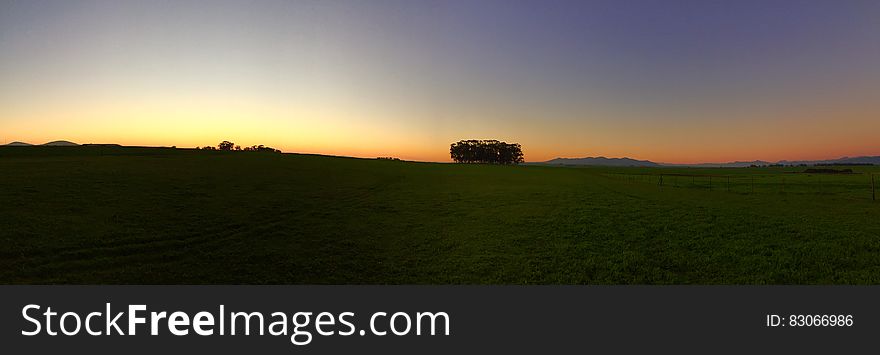 Sunrise On Green Grass Field