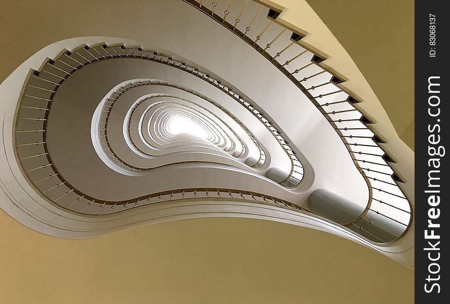 Beige and Brown Spiral Stair