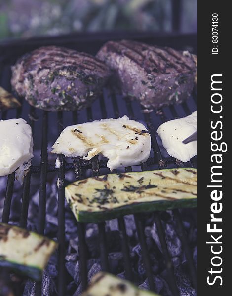 Green Grilled Sliced Cucumber on Black Grill