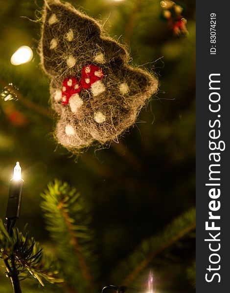 Green Christmas Tree Ornament With String Lights