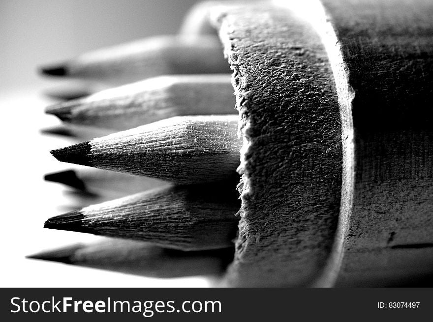 Black And White Photo Of Pencils