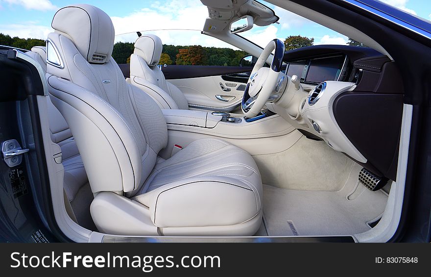 White Leather Bucket Car Seat