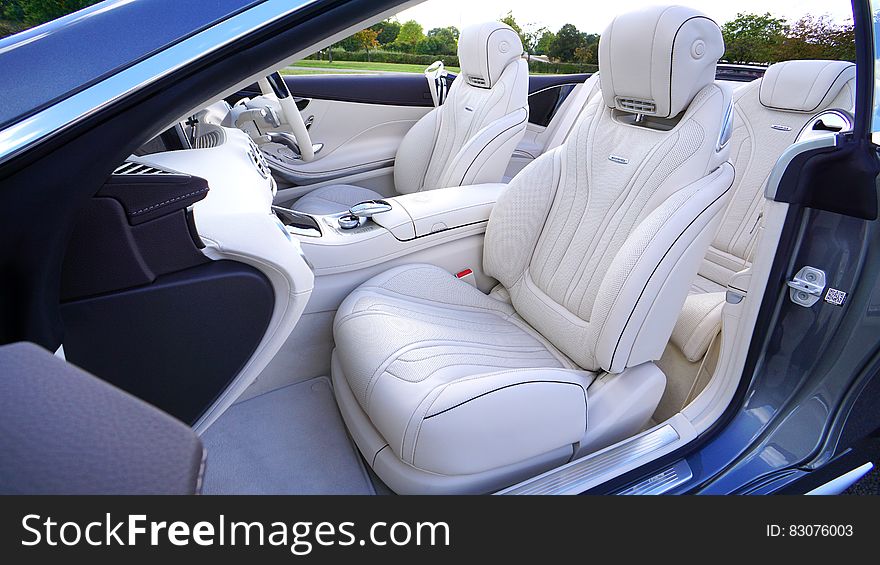 White Leather Car Bucket Seat