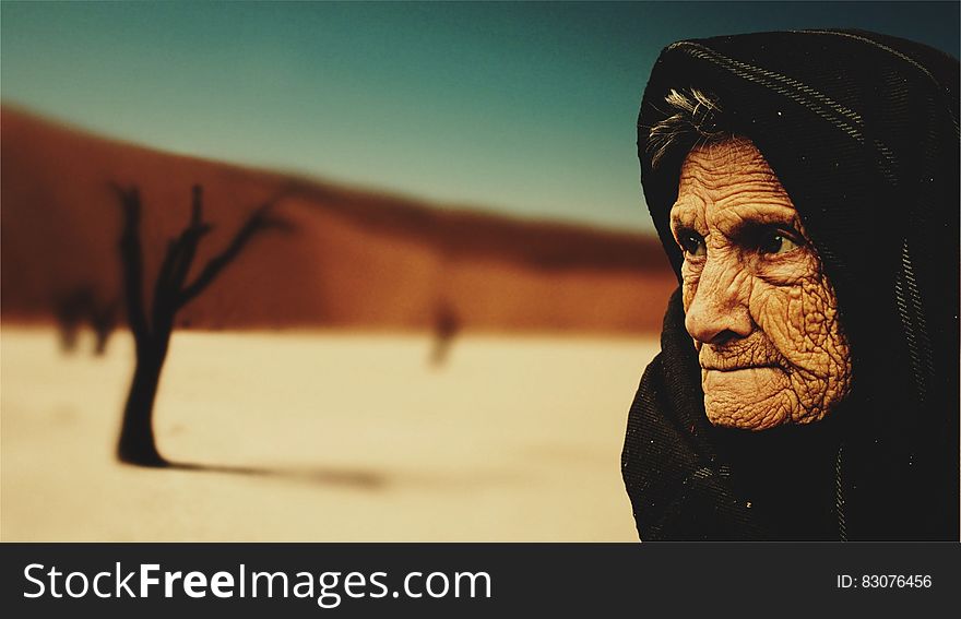 Woman Wearing Black Hijab Behind Bare Tree during Day Time