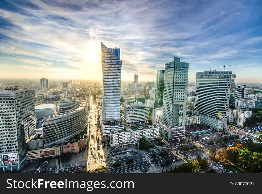 Panorama of Warsaw city center