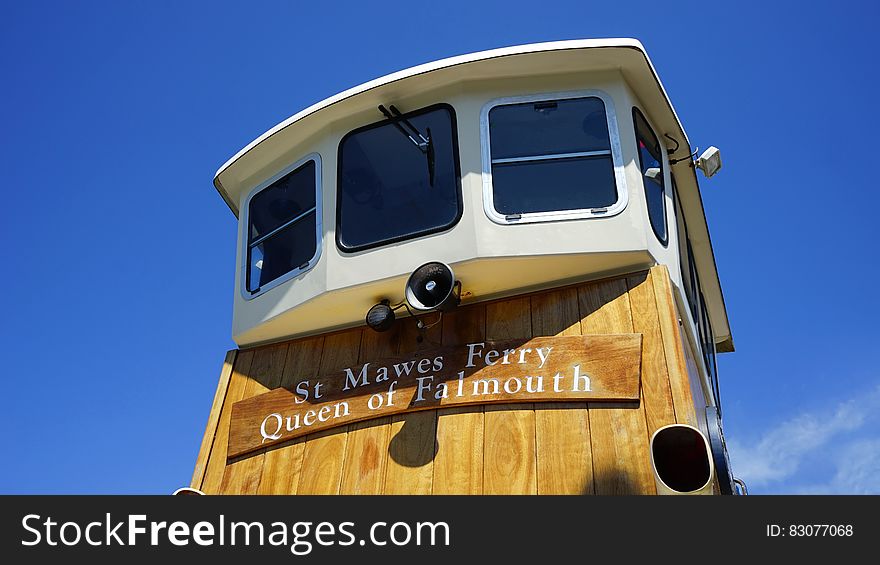 White and Brown St. Mawes Ferry Queen of Faimouth Ship Under Clear Blue Sky