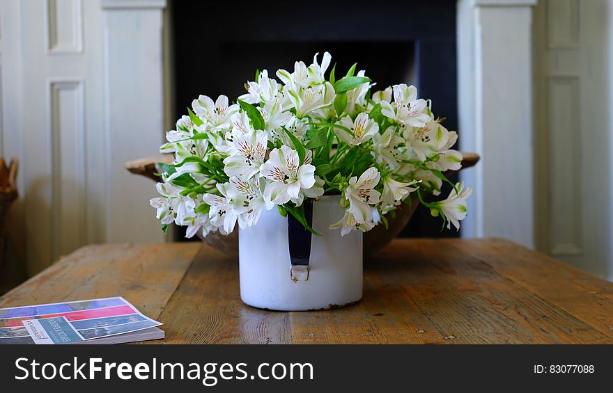 White Petaled Flower on White Flower Vase