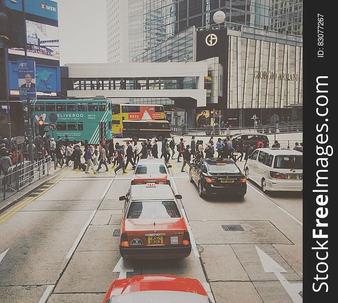 People Crossing In Pedestrian Lane In City During Daytime