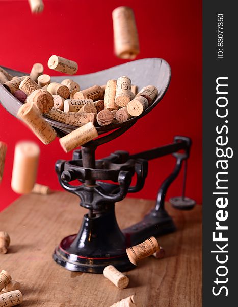 Wine corks on scale