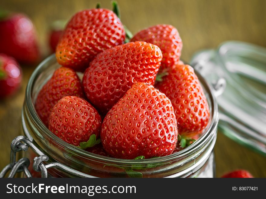 Strawberry in Glass Fido Jar