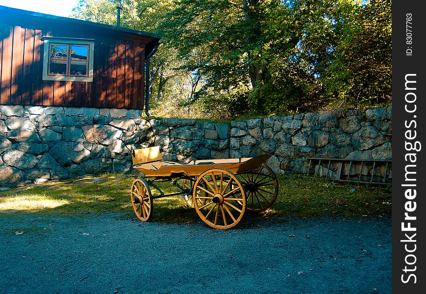 Brown Carriage On Green Grass Lawn