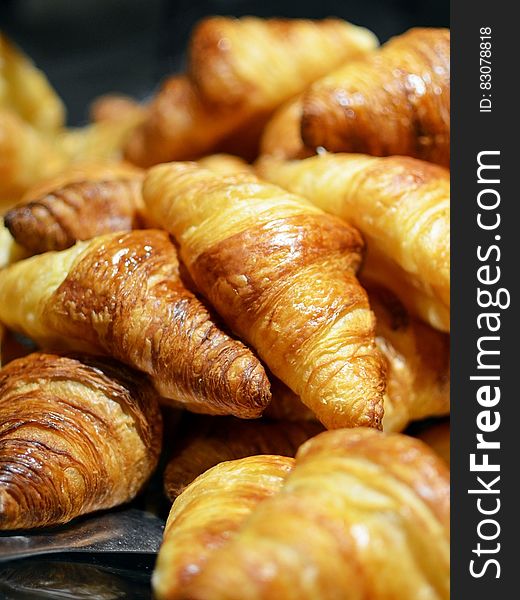 A closeup of croissants on the table