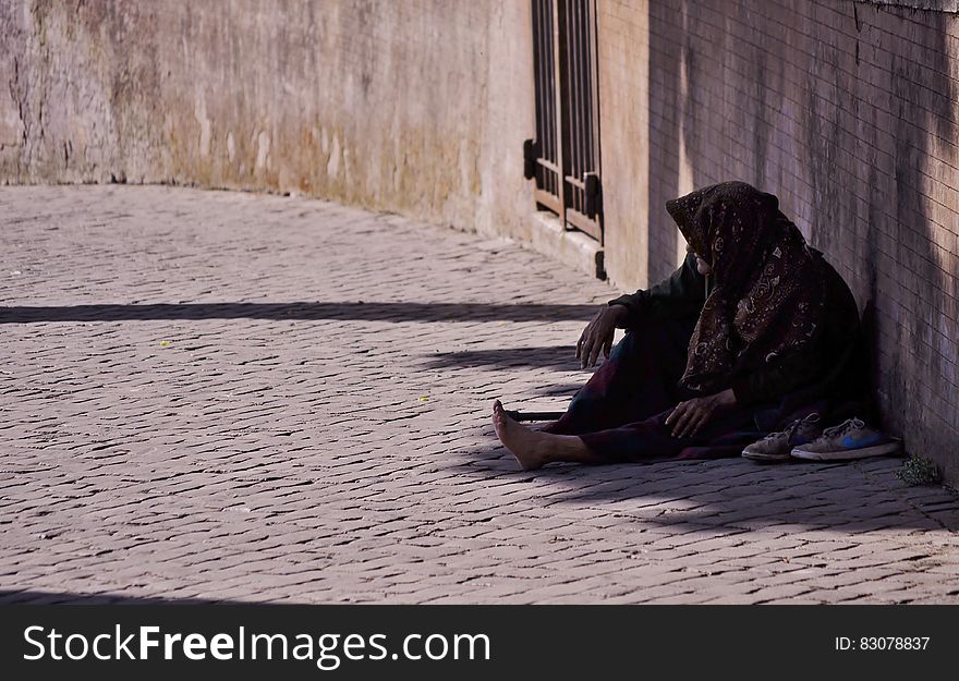 Street beggar in the city