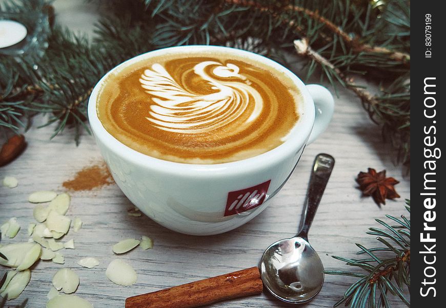 White Cappuccino With Swan Cream Design