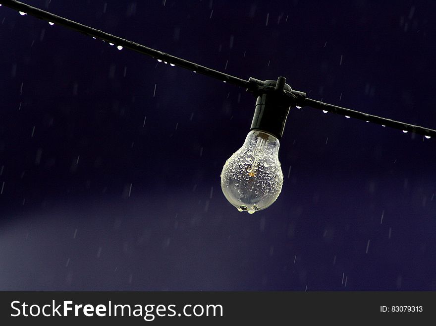 A bulb being rained over at night. A bulb being rained over at night