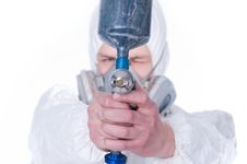 Man With Airbrush Gun, Selective Focus Stock Image Man With Airbrush Gun, Selective Focus Stock Image