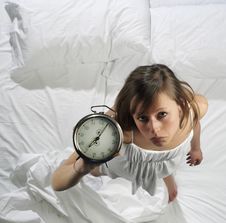 Woman With Alarm Clock Stock Photos Woman With Alarm Clock Stock Photos