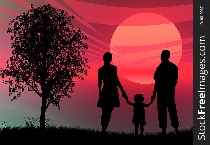 Family at sunset