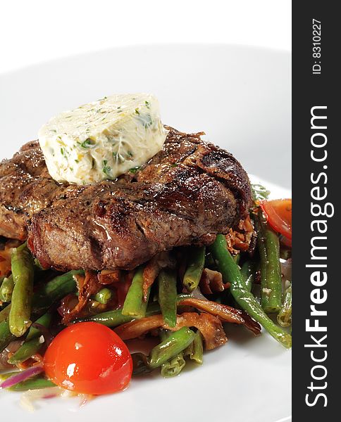 Beef Steak with Butter and Vegetable Julienne