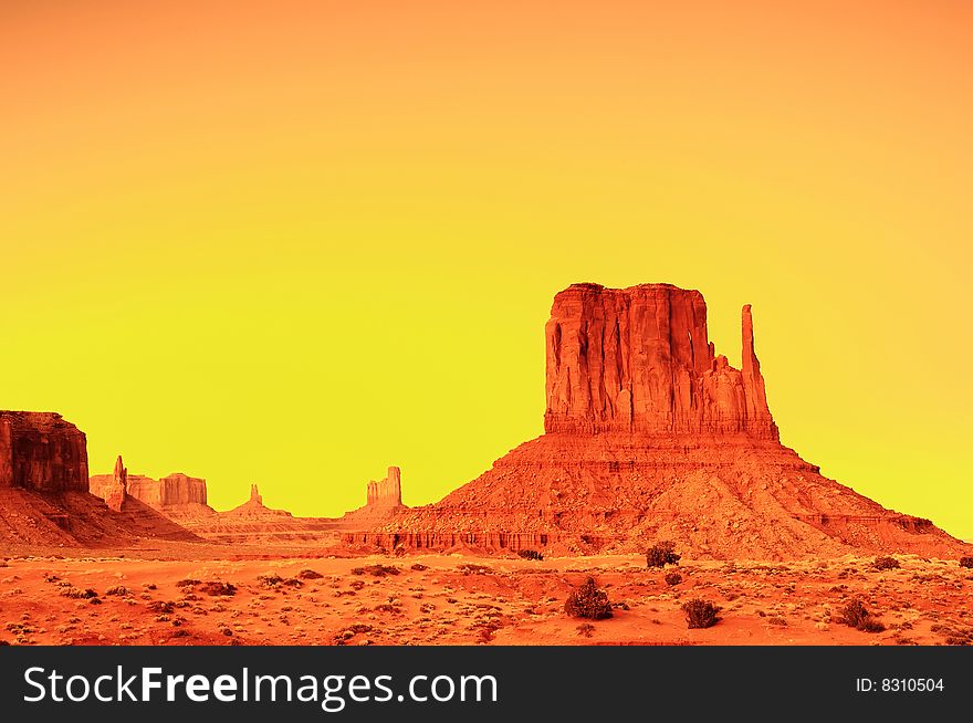 Sunrise in the monument valley from John Ford viewpoint. Sunrise in the monument valley from John Ford viewpoint