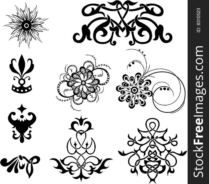 Vector elements for dekor. tattoo