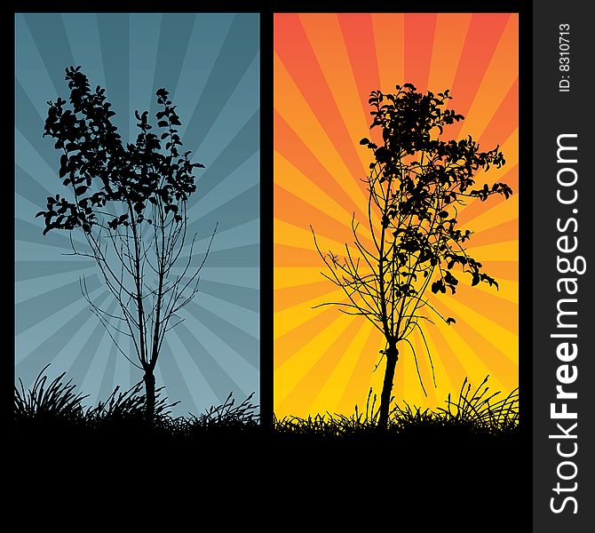 Vector illustration of two trees