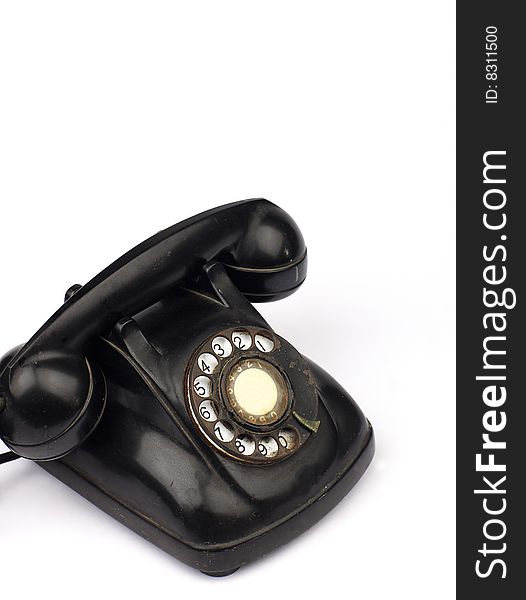 Old telephone in white background. Old telephone in white background