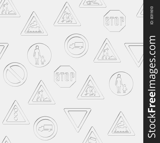 Various traffic signs on light grey background. Various traffic signs on light grey background.