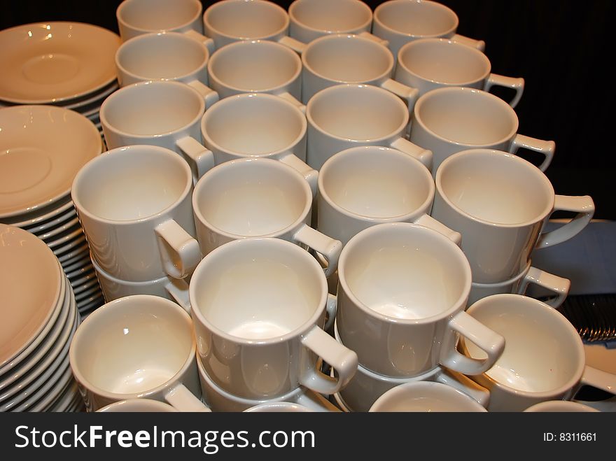 Tea cup and plate on the tables