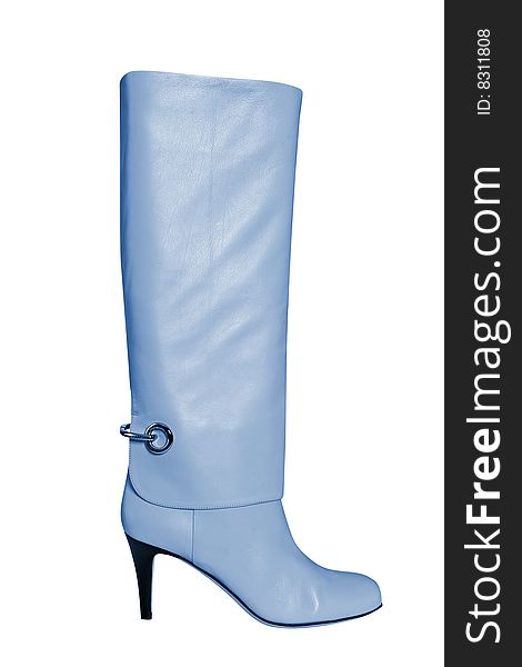 High heel leathers blue boot