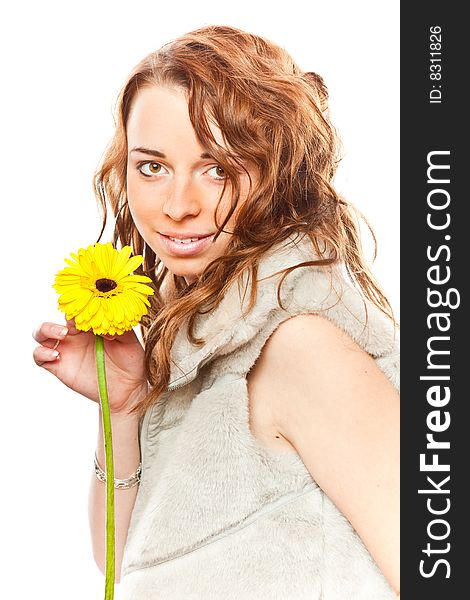 Studio photo of beauty girl with flower