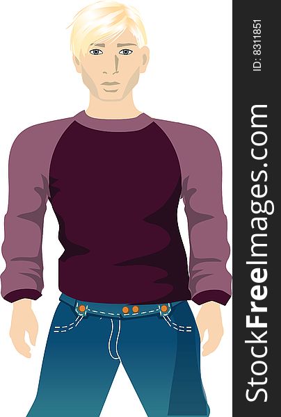 Illustration with casual jeans man