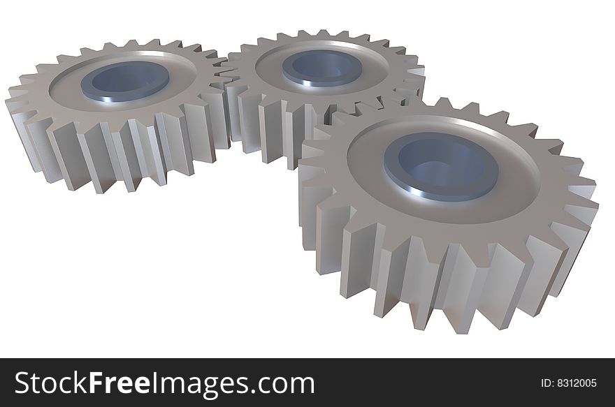 Cogwheel isolated on white. 3d rendering.