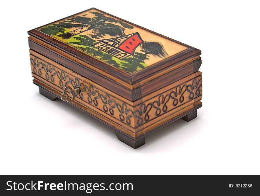 Wooden close case with folk draw