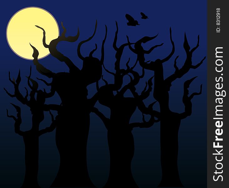 Trees in the night - vector image