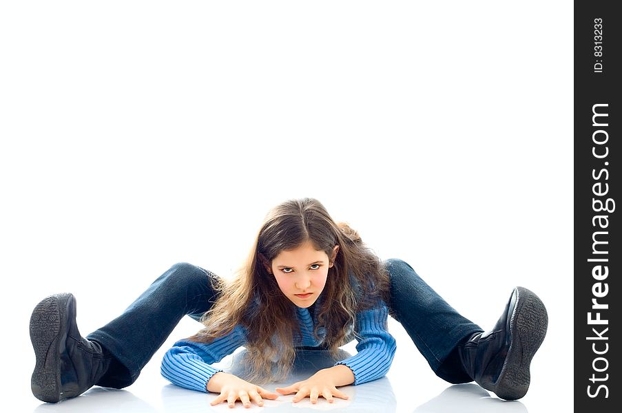 Portrait of cute teen girl isolated on white