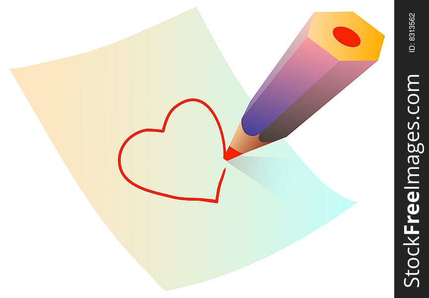 Drawn a heart with colorful pencil. Drawn a heart with colorful pencil