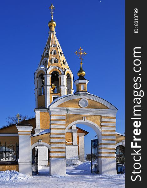Russian Christian church near river Volga. It was built in 14 age. Russian Christian church near river Volga. It was built in 14 age.