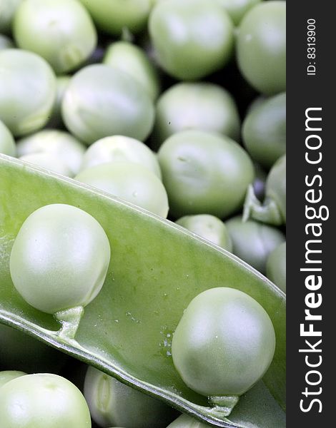 Abstract image of green pea in pod