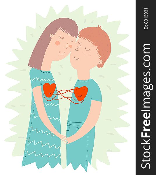 Young couple in love illustration