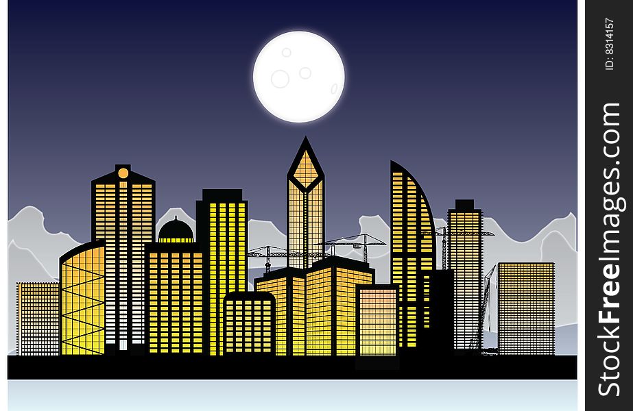 A city by night illustration