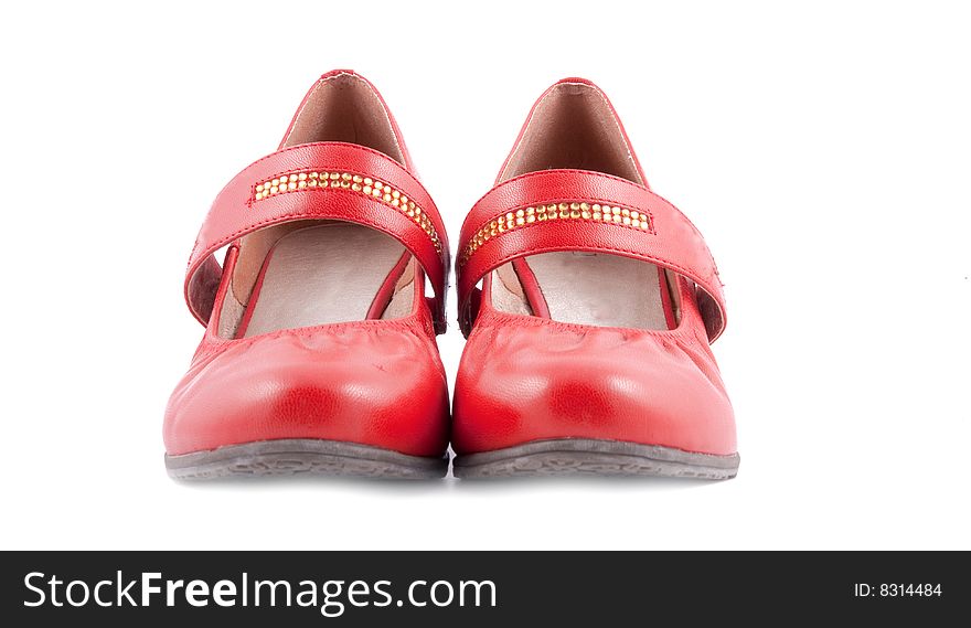 Stylish red Women shoes isolated on white background. Stylish red Women shoes isolated on white background